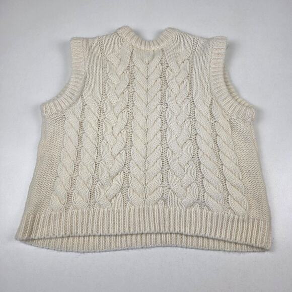 Rails Sweater Vest Womens Medium Ivory Alexis Cable Knit Mock Neck Wool Alpaca - Picture 8 of 9